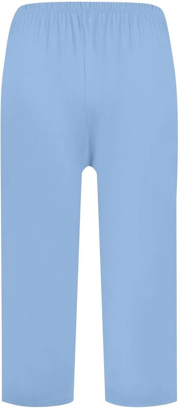 2025 Womens Capri Pants Loose High Waisted Wide Leg 3/4 Pants Drawstring Casual Palazzo Trousers with Pockets