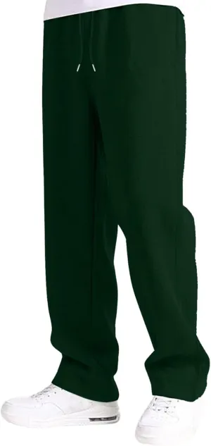 Baggy Sweatpants Men Open Bottom Fleece Straight Leg Jogger Sweat Pants Soft Cotton Athletic Golf Pants with Pockets