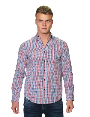 Camisas Hombre Manga Larga Cuadros Regular Fit B31226 Blanco