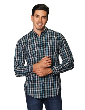 Camisas Para Hombre De Manga Larga Con Estampado De Cuadros Regular Fit B35217 Pizarra