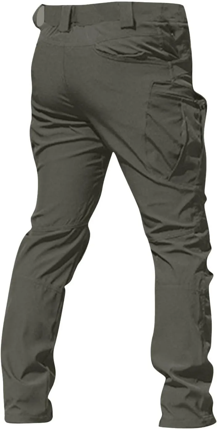 Cargo Pants for Men Multi Pocket Athletic Trousers Military Fan Elastic Waistband Casual Overalls Hiking Pants