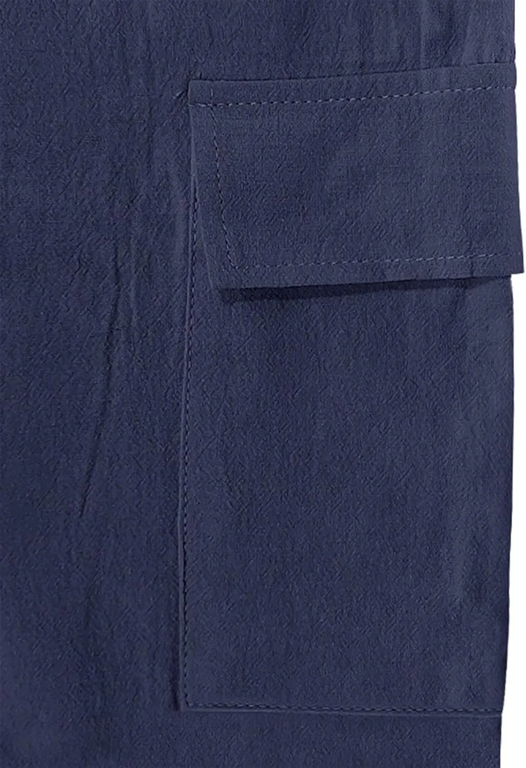 Cargo Shorts for Men Summer Casual Elastic Waist Knee Length Lightweight Beemuda Beach Linen Shorts Multi Pockets
