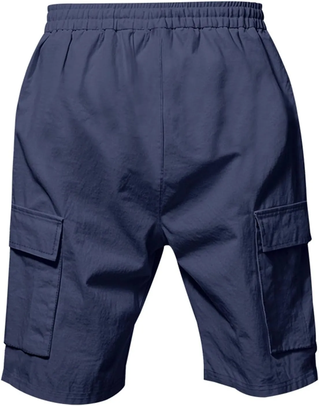 Cargo Shorts for Men Summer Casual Elastic Waist Knee Length Lightweight Beemuda Beach Linen Shorts Multi Pockets