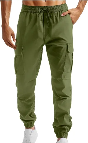 Casual Jogger Pants for Men Breathable Relaxed Fit Chino Outdoor Cargo Pants Athletic Loose Fit Twill Jogging Sweatpants