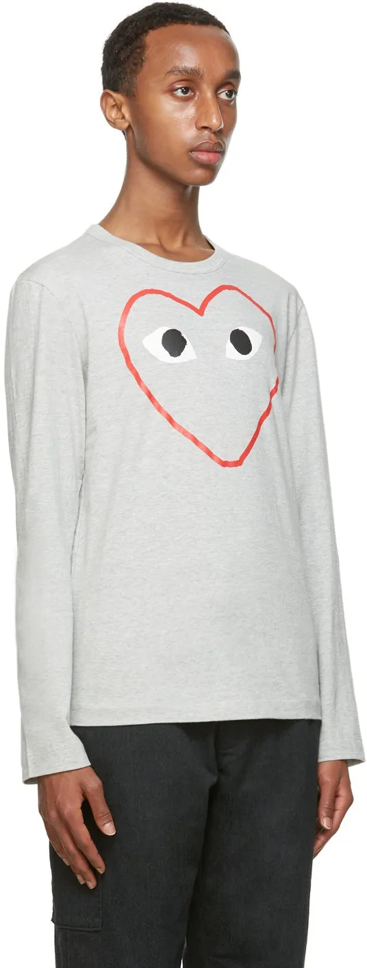 Comme des GarÃ§ons Play Grey Big Heart Long Sleeve T-Shirt