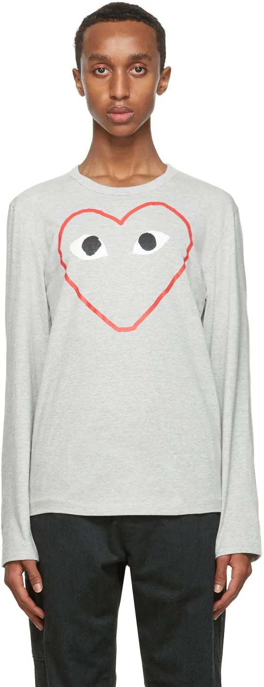 Comme des GarÃ§ons Play Grey Big Heart Long Sleeve T-Shirt