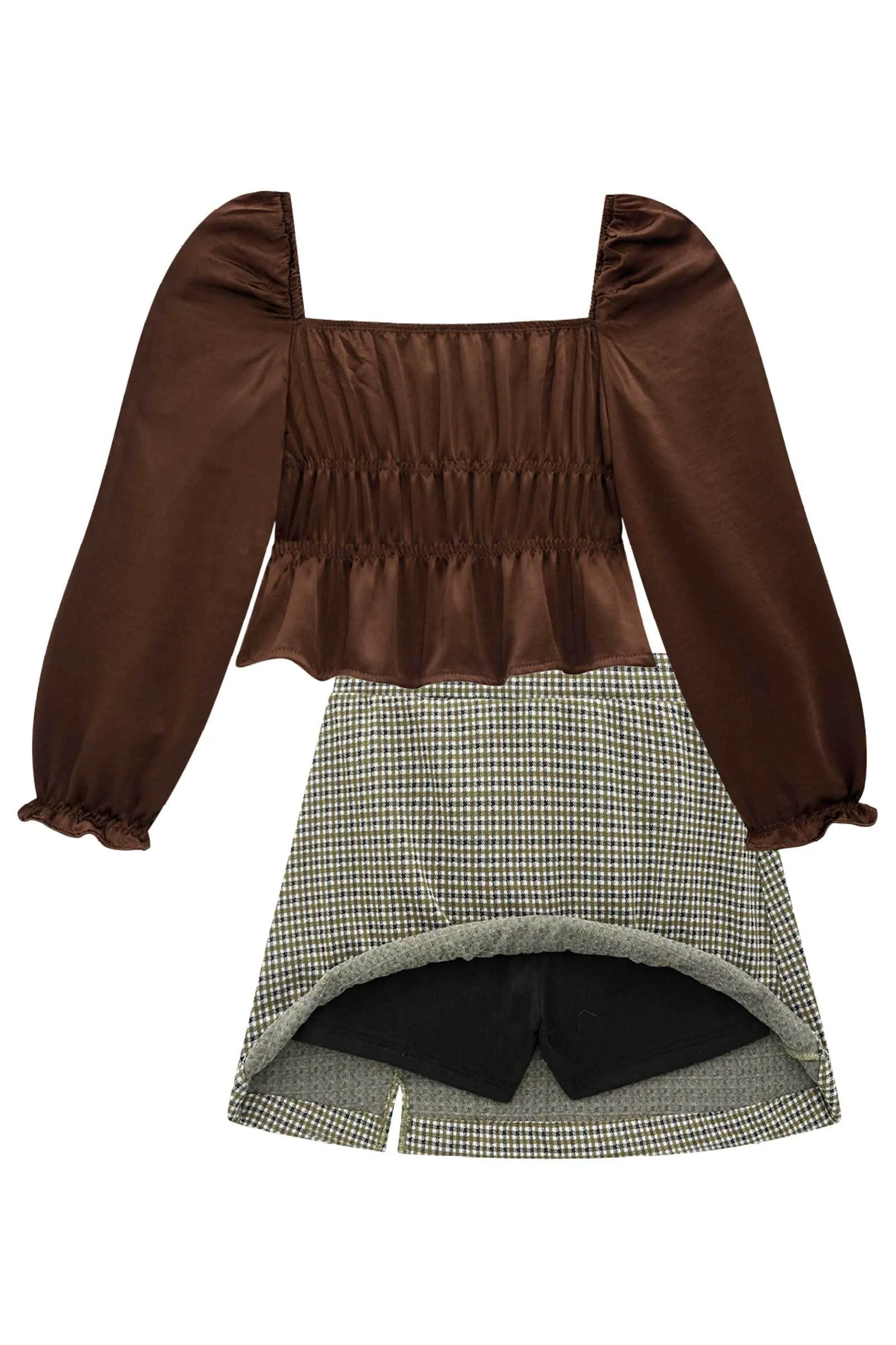 Conjunto de Blusa em Tailoring Duchesse e Saia em Malha Eterny Power 70636 Vic&Vicky