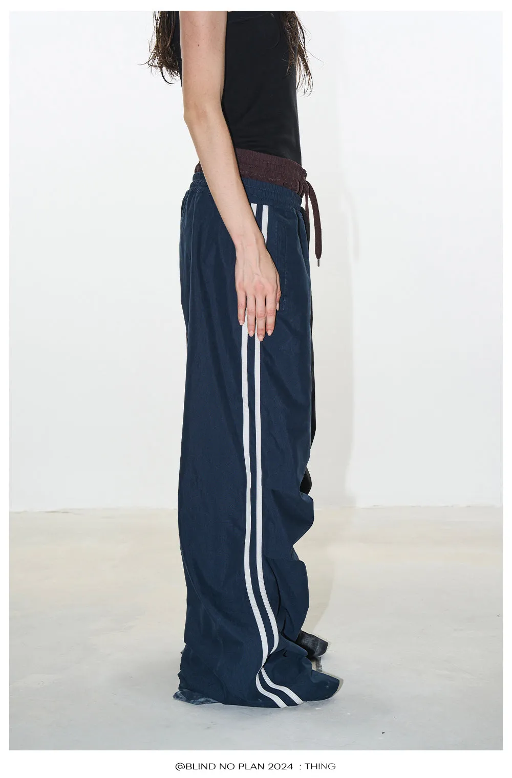 Faux two-piece sports asymmetry pants