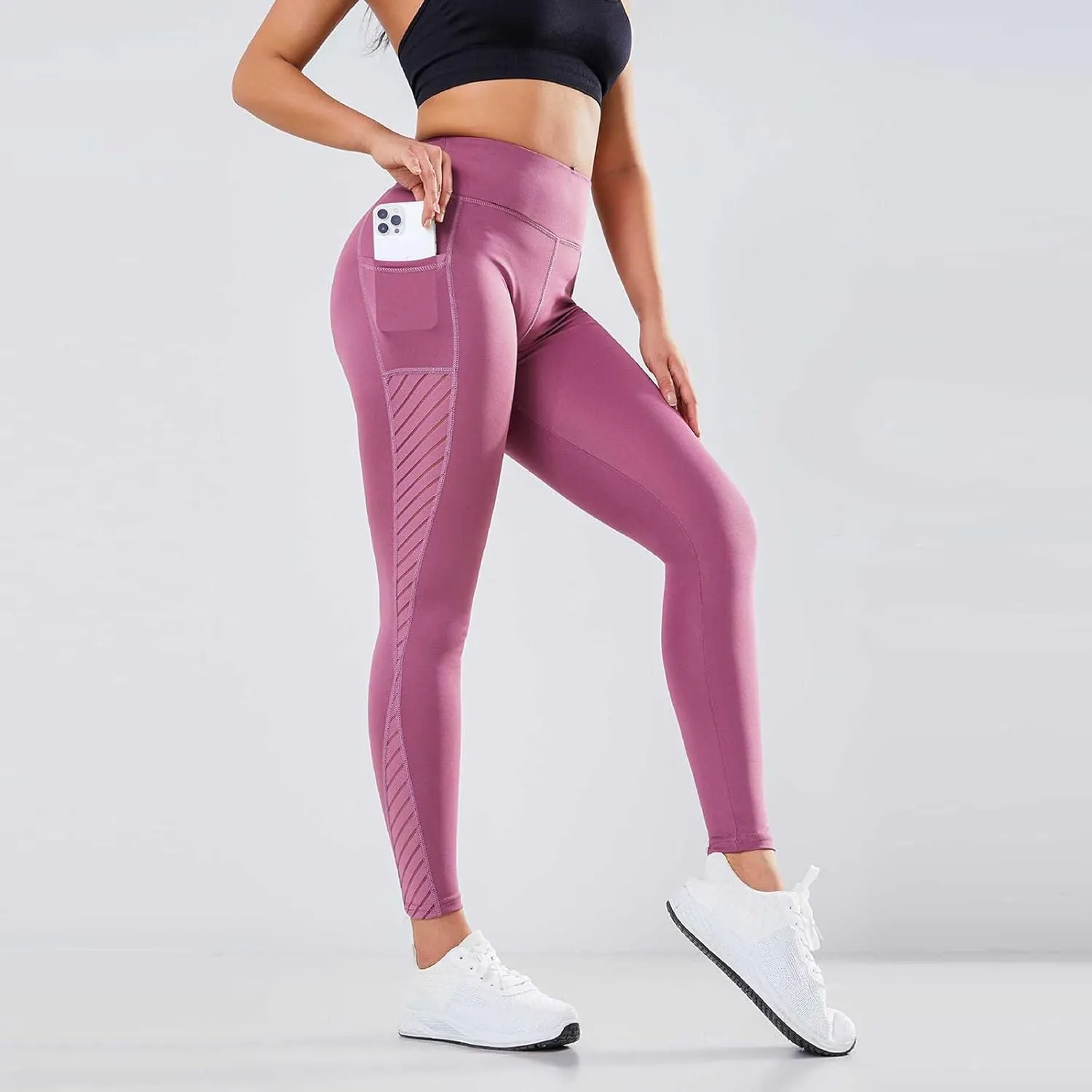 High Waisted Leggings with Pockets for Women Soft Athletic Tummy Control Yoga Pants Running Workout Compression Gym