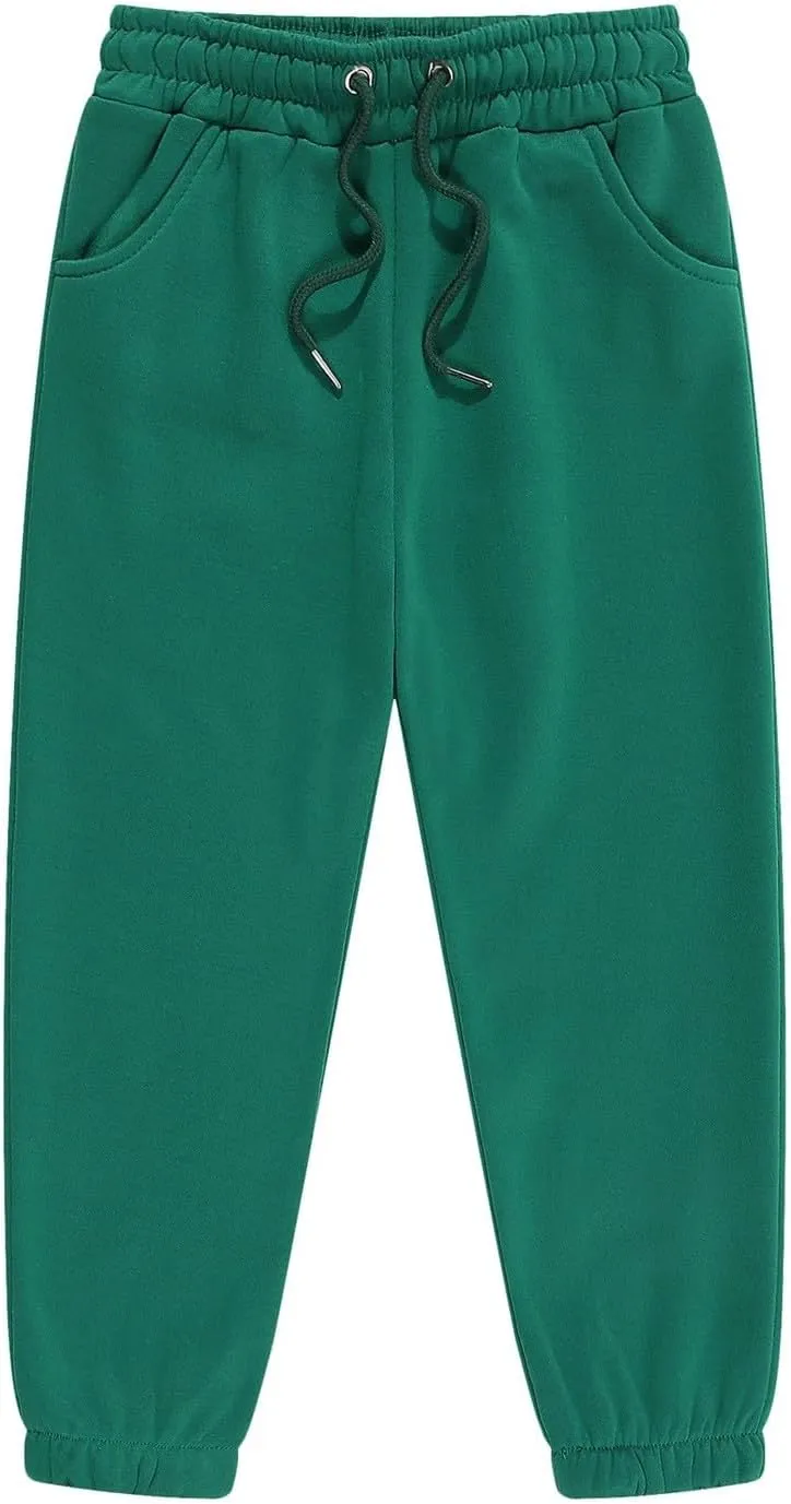 Kids Baggy Sweatpants Boys Girls Teen Wide Leg Baggy Pants Elastic Waist Solid Color Drawstring Trousers with Pockets