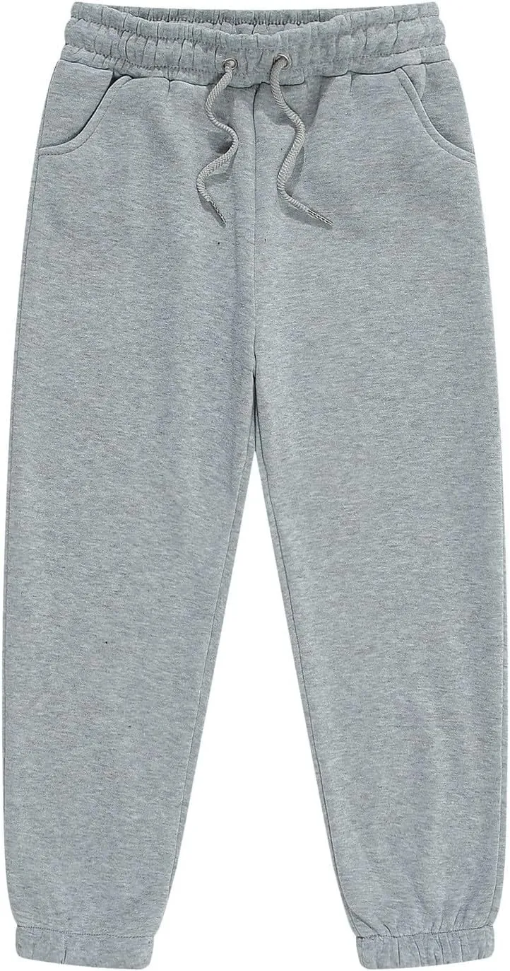 Kids Baggy Sweatpants Boys Girls Teen Wide Leg Baggy Pants Elastic Waist Solid Color Drawstring Trousers with Pockets