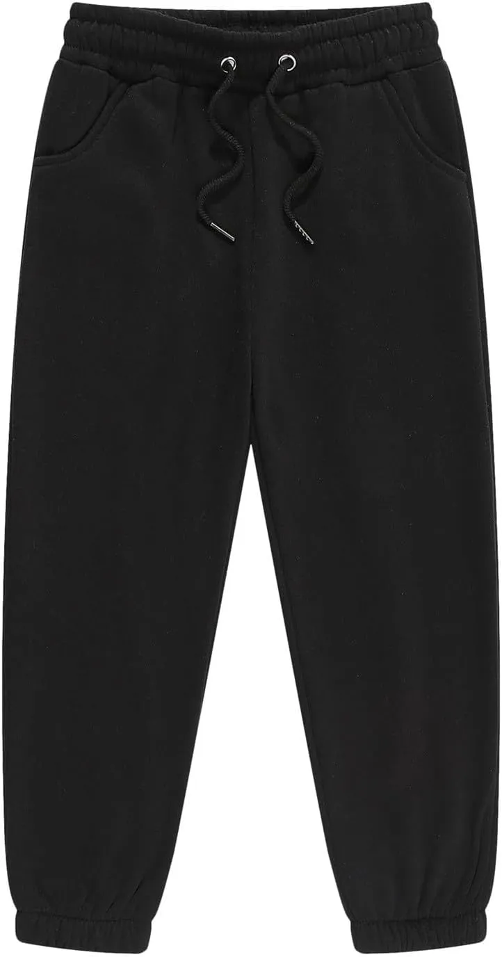 Kids Baggy Sweatpants Boys Girls Teen Wide Leg Baggy Pants Elastic Waist Solid Color Drawstring Trousers with Pockets