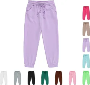Kids Baggy Sweatpants Boys Girls Teen Wide Leg Baggy Pants Elastic Waist Solid Color Drawstring Trousers with Pockets
