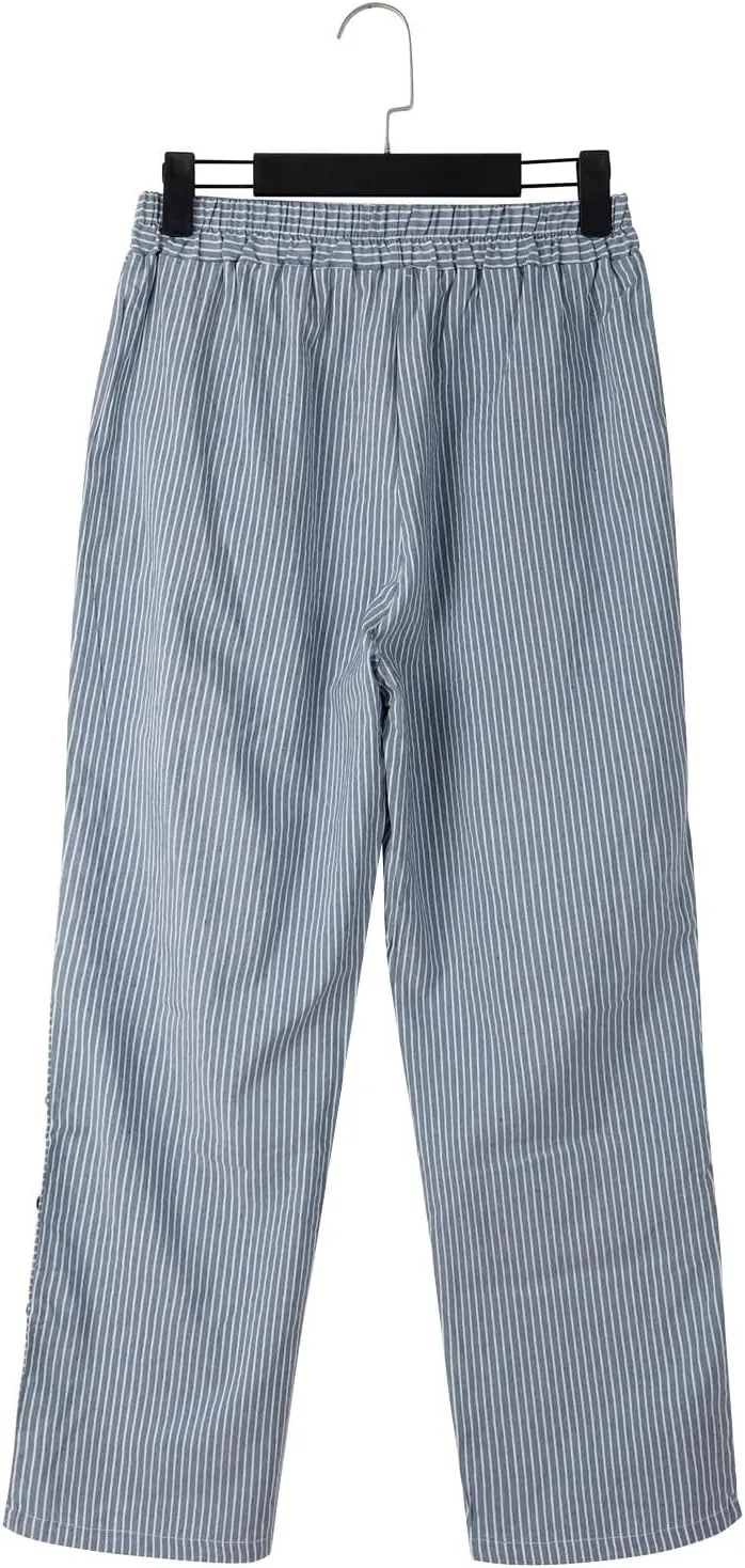 Linen Pants for Women 2025 Plus Size Trendy Striped Summer Gauze Pants Casual Elastic Waist Comfy Trousers