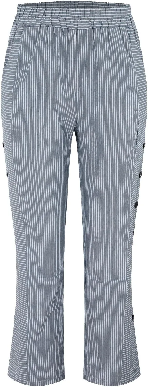 Linen Pants for Women 2025 Plus Size Trendy Striped Summer Gauze Pants Casual Elastic Waist Comfy Trousers
