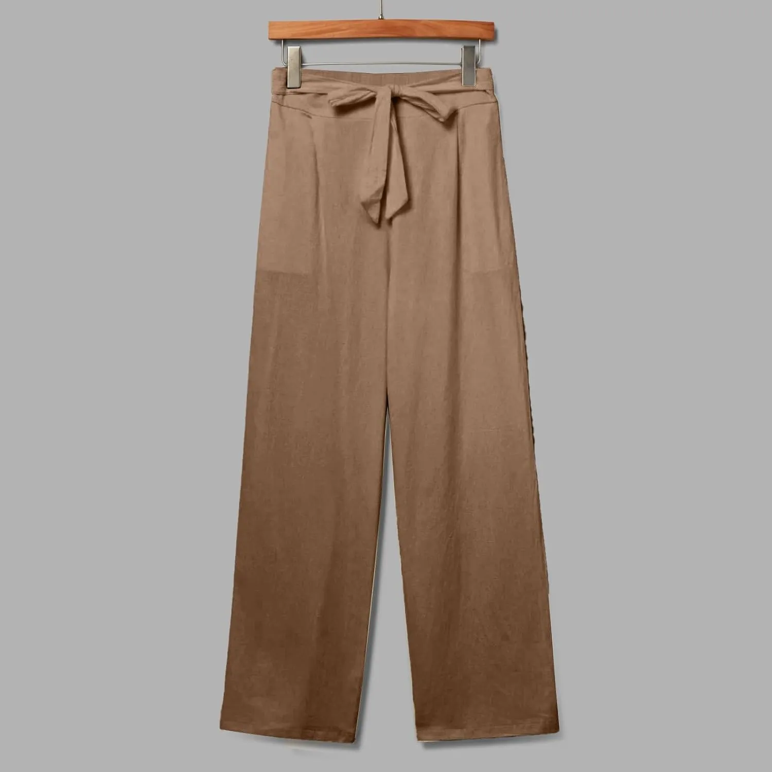 Linen Pants Women Plus Size Business Dress Pants Summer Tie Knot Wide Leg Pant High Waisted Palazzo Pant