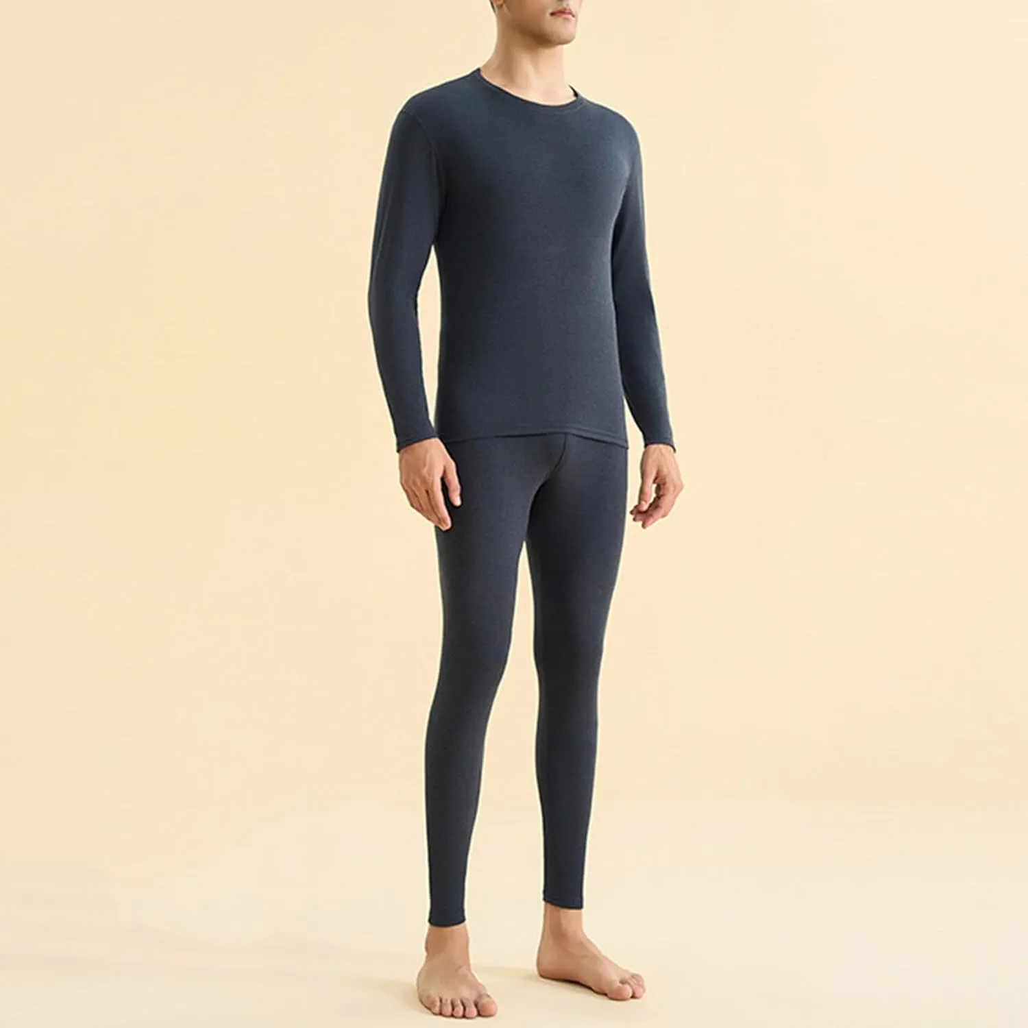 Long Johns for Men Thermal Underwear Sets Fleece Lined Tops and Bottoms Set Warm Winter Base Layer Comfy Pajamas Set