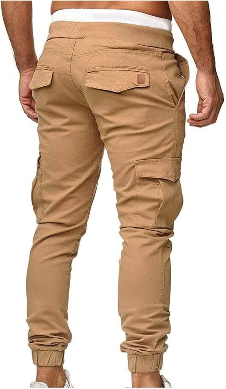 Men's Cargo Pants Stretch Skinny Fit Drawstring Cycling Climbing Trouser Casual Stylish Slacks Tapered Sweatpants