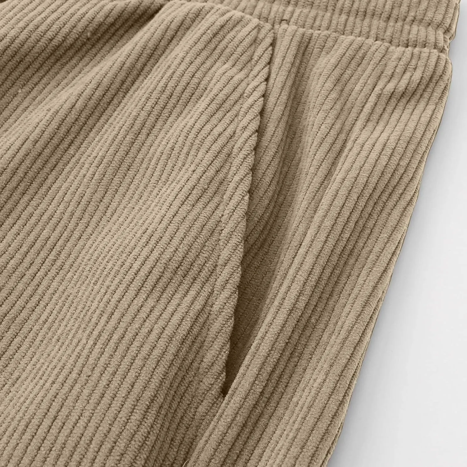 Mens Corduroy Pants Casual Drawstring Pant with Pockets Fashion Loose Fit Wide Leg Sweatpants Baggy Retro Trousers