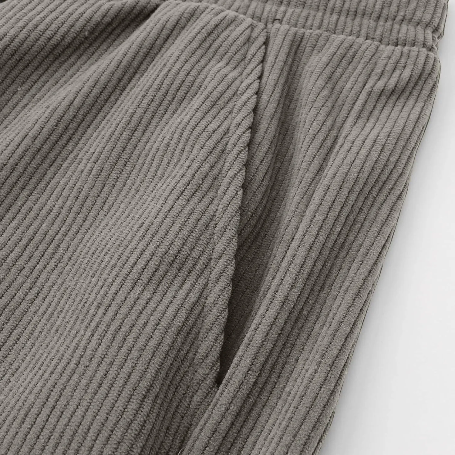 Mens Corduroy Pants Casual Drawstring Pant with Pockets Fashion Loose Fit Wide Leg Sweatpants Baggy Retro Trousers