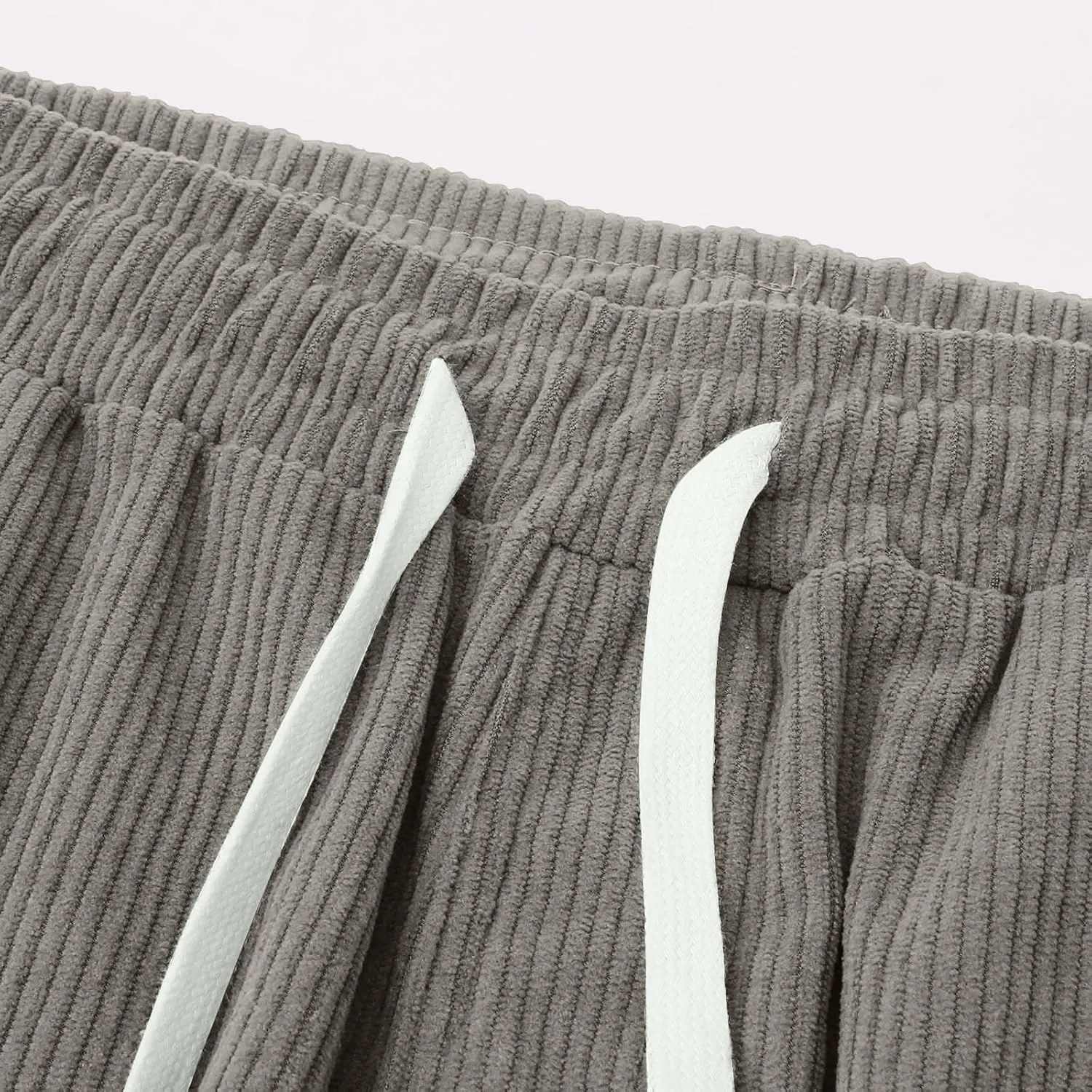 Mens Corduroy Pants Casual Drawstring Pant with Pockets Fashion Loose Fit Wide Leg Sweatpants Baggy Retro Trousers