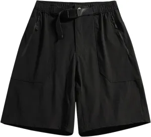 Mens Quick Dry Athletic Running Shorts Gym Workout Athletic Elastic Waist Hybrid Stretch Short Pants with Pockets