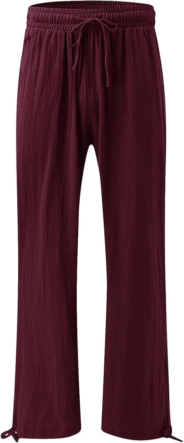 Pantalones para Mujer Linen Pants Comfy Work Pants with Elastic High Waist Paper Bag Linen Dress Pants for Women