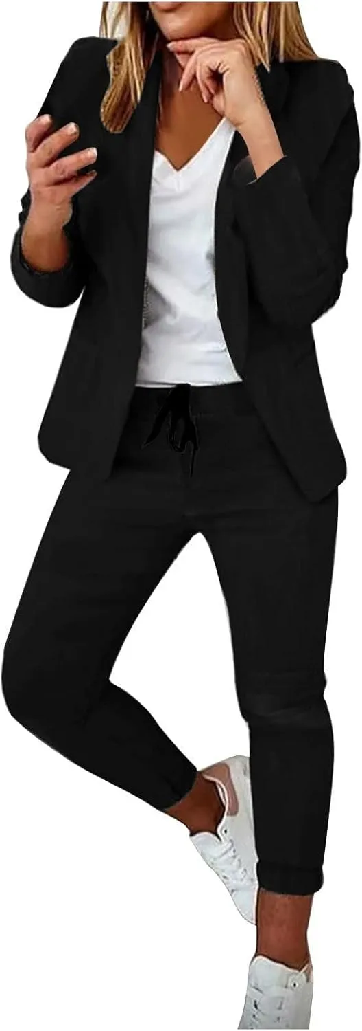 Pants Suits for Women 2 Piece Set Business Casual Outfits Blazer Work Office Jackets and Pencil Pants Dressy Suit
