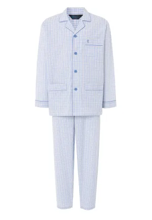 Pijama Hombre Largo Solapa Algodón Popelín Cuadros - Gris 1524_20