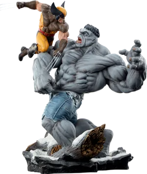 Sideshow Collectibles Maquette: Marvel X Men - Hulk Gris vs Wolverine