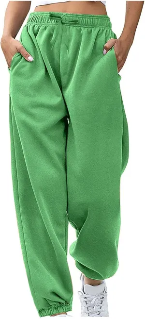 Sweatpants for Women Baggy High Waist Drawstring Cinch Bottom Jogger Loose Casual Comfy Workout Yoga Pant with Pocket