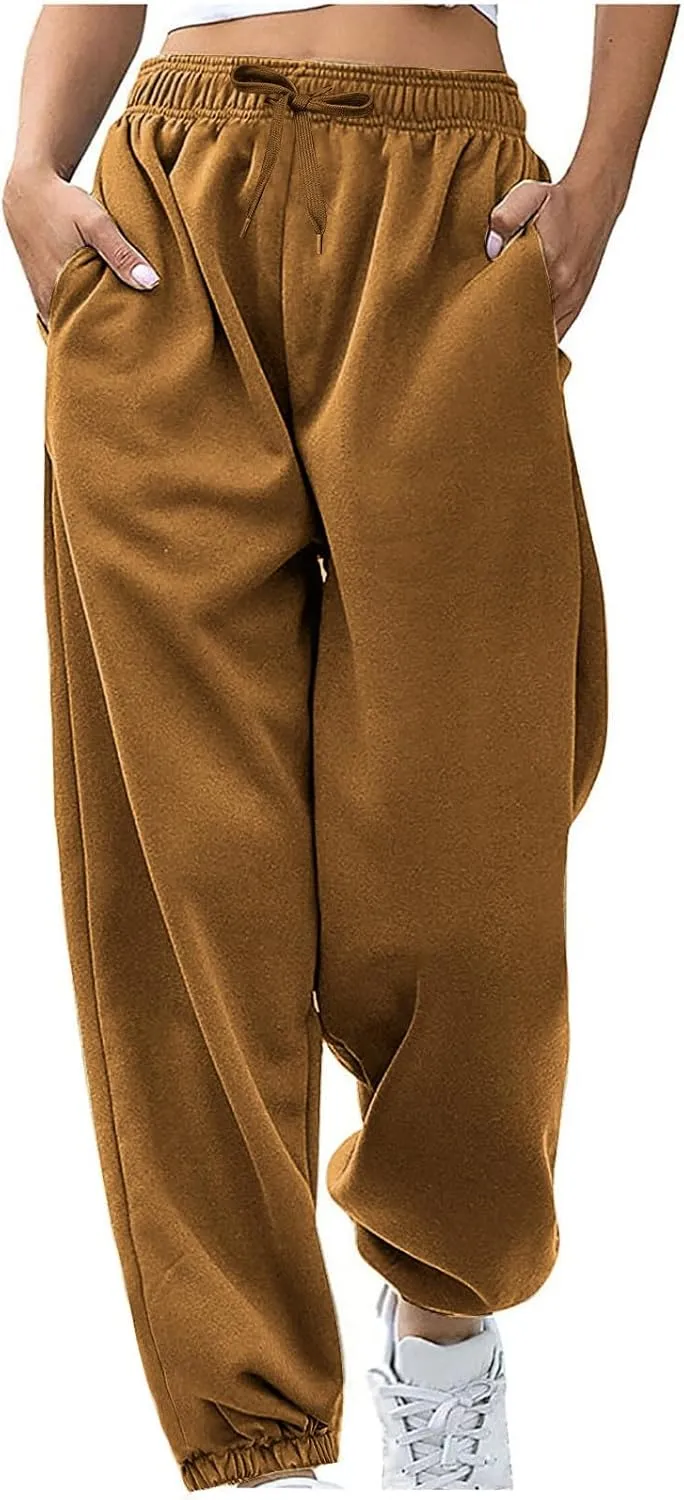 Sweatpants for Women Baggy High Waist Drawstring Cinch Bottom Jogger Loose Casual Comfy Workout Yoga Pant with Pocket