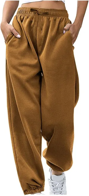 Sweatpants for Women Baggy High Waist Drawstring Cinch Bottom Jogger Loose Casual Comfy Workout Yoga Pant with Pocket