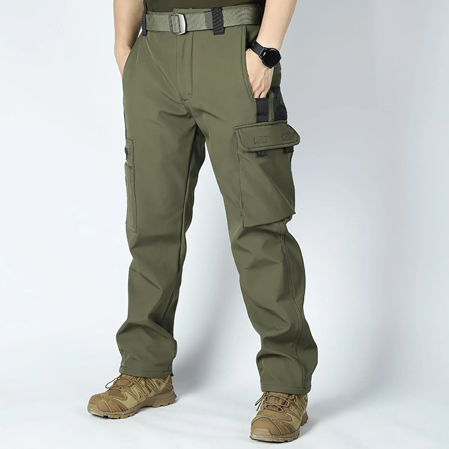 Tactical Work Cargo Pants for Men Ripstop Waterproof Stretch Pants Elastic Waist Comfortable Utility Outdoor Apparel