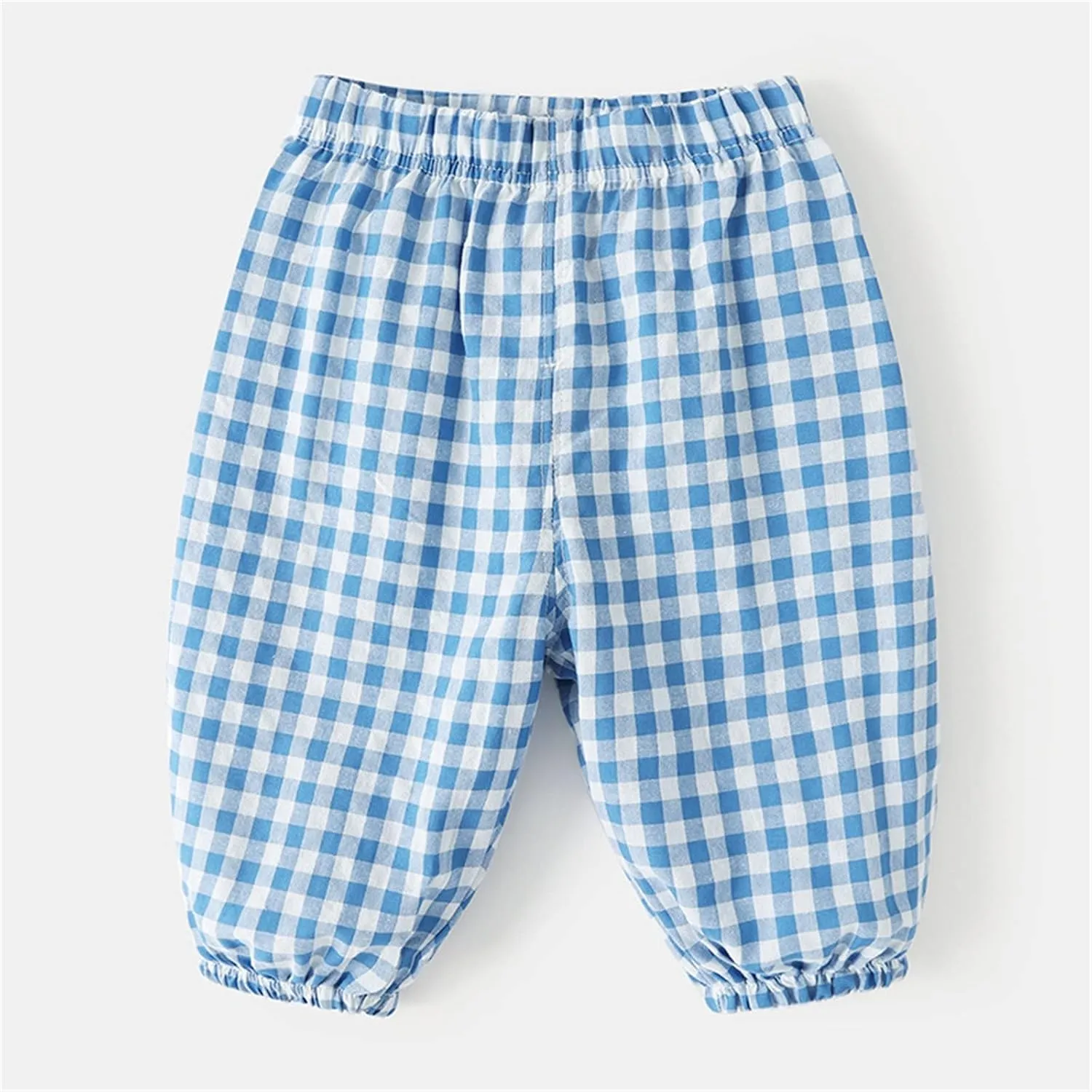 Toddler Boys Plaid Baggy Pants Breathable Lightweight Wide Leg Casual Trousers Elastic Waisted Loose Joggers Pants