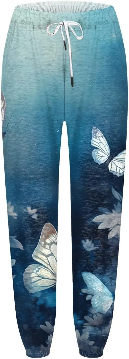 Women's Cargo Bottoms Sweatpants Elastic Waisted Heart Print Bottom Pants Women's Color Block Patchwork Trouser Fall