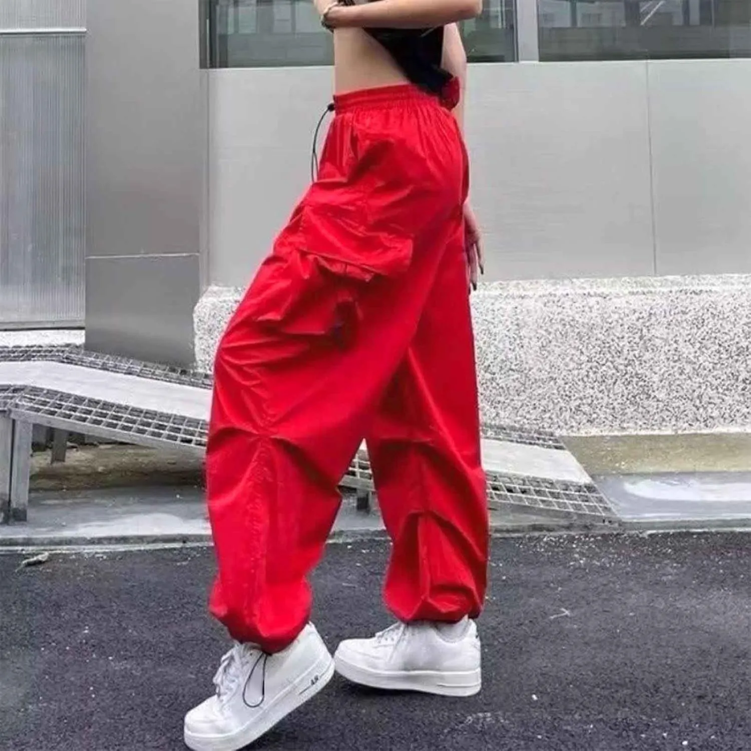 Womens Cargo Pants High Waist Baggy Relaxed Fit Trousers with Pockets Loose Jogger Goth Grunge Y2K Clothes