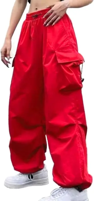 Womens Cargo Pants High Waist Baggy Relaxed Fit Trousers with Pockets Loose Jogger Goth Grunge Y2K Clothes