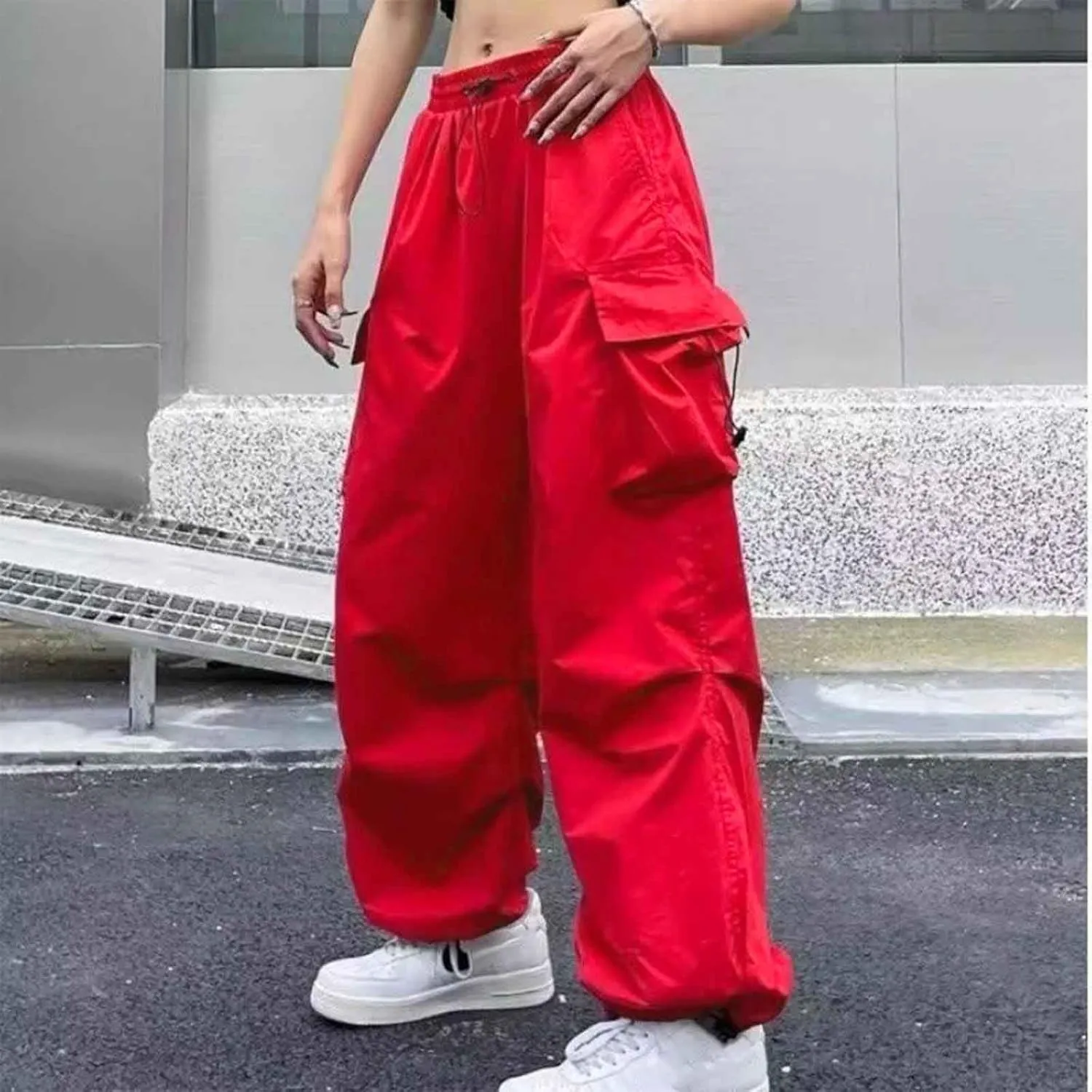 Womens Cargo Pants High Waist Baggy Relaxed Fit Trousers with Pockets Loose Jogger Goth Grunge Y2K Clothes