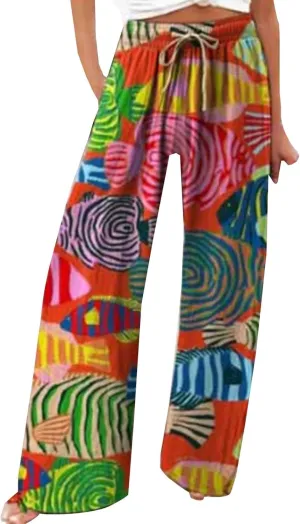 Women's Casual Pants Linen Womens Clothing Pants with Elastic High Waist Paper Bag Linen Pant Women Women Linen