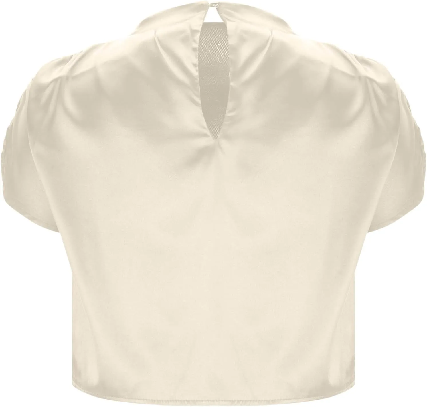 Women's Crop Top Short Sleeve Pullover Blouses Satin Silk Shirts Casual Loose Fit Elegant Business Work Tunic Tops