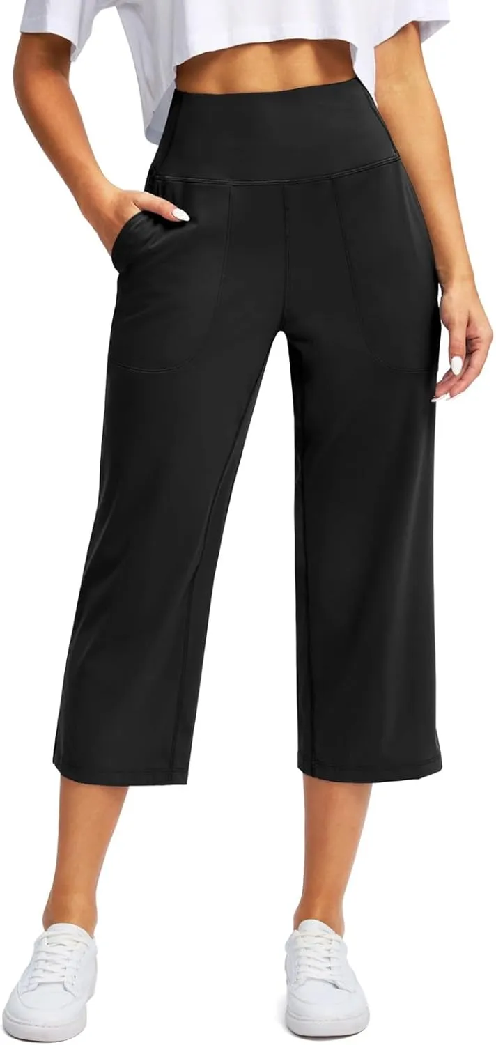 Women's High Waist Casual Wide Leg Loose Palazzo Regular Capris Pants 2025, S-3XL