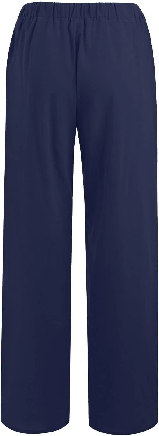 Women's High Waisted Palazzo Pants Belted Wide Leg Loose Long Trousers with Pockets, S-3XL