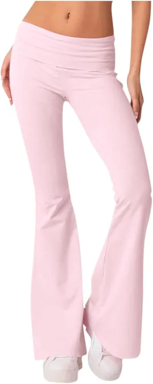 Women's Low Waisted Flare Leggings Bell Bottom Casual Lounge Bootcut Yoga Pants, Small-5X-Large