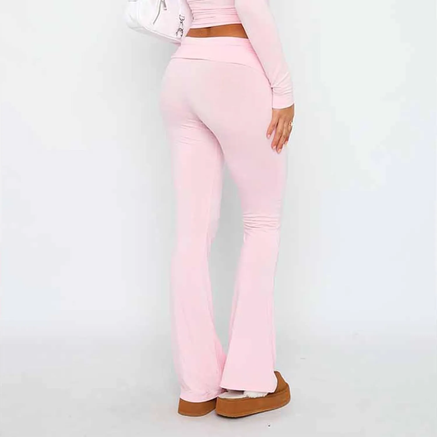 Women's Low Waisted Flare Leggings Bell Bottom Casual Lounge Bootcut Yoga Pants, Small-5X-Large
