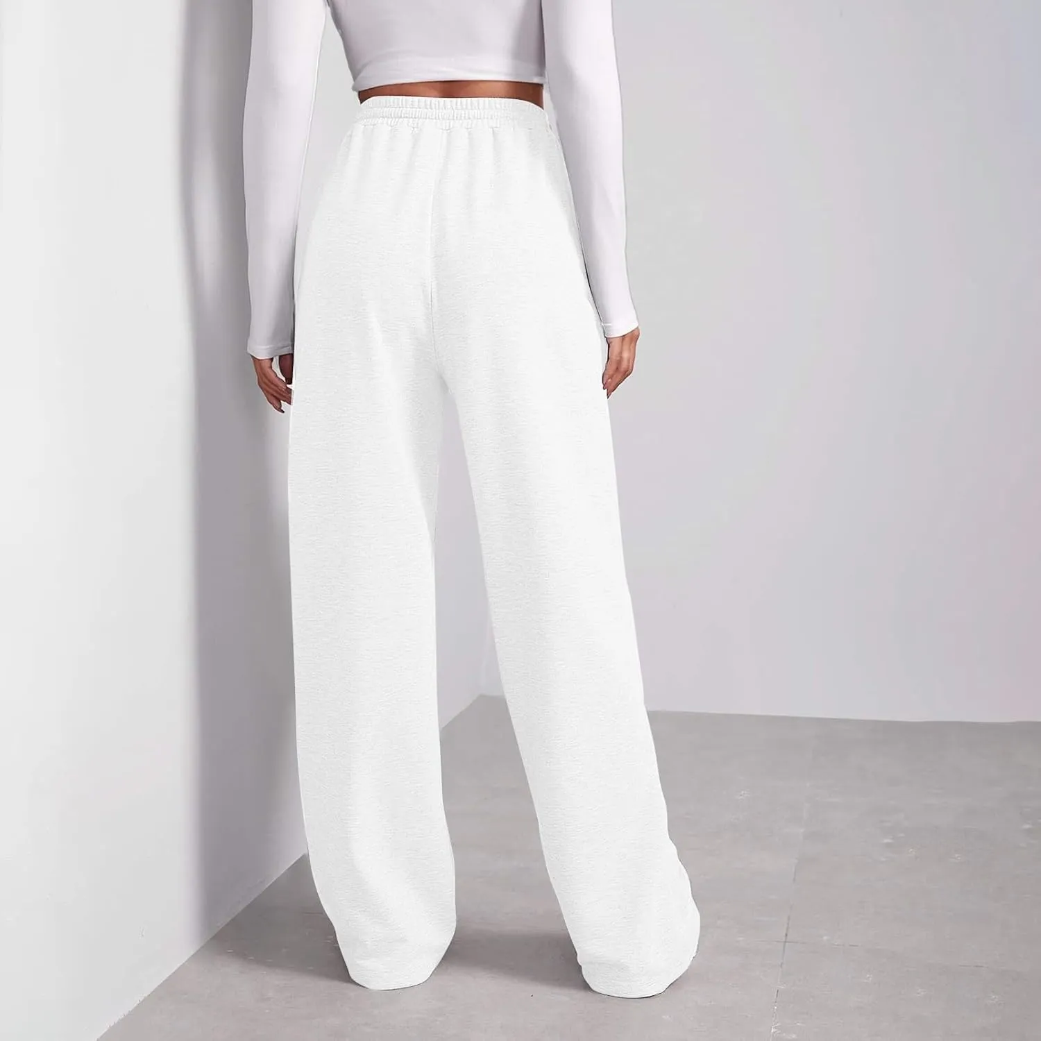 Women's Wide Leg Sweatpants 2025 Trendy Drawstring Baggy Sweatpants High Waisted Lounge Trousers Casual Jogger