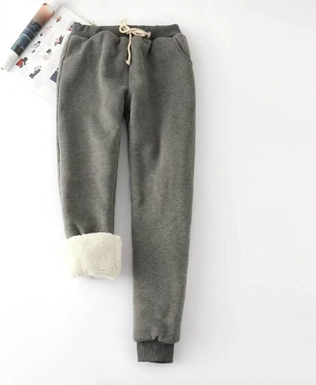XUNRYAN Women's Warm Sherpa Lined Athletic Sweatpants Jogger Fleece Pants Thermal Workout Ski Pants Hiking Running Snow Suit