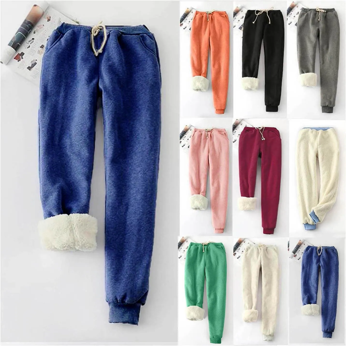 XUNRYAN Women's Warm Sherpa Lined Athletic Sweatpants Jogger Fleece Pants Thermal Workout Ski Pants Hiking Running Snow Suit